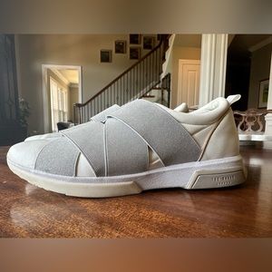 Ted Baker silver and white slip-ons